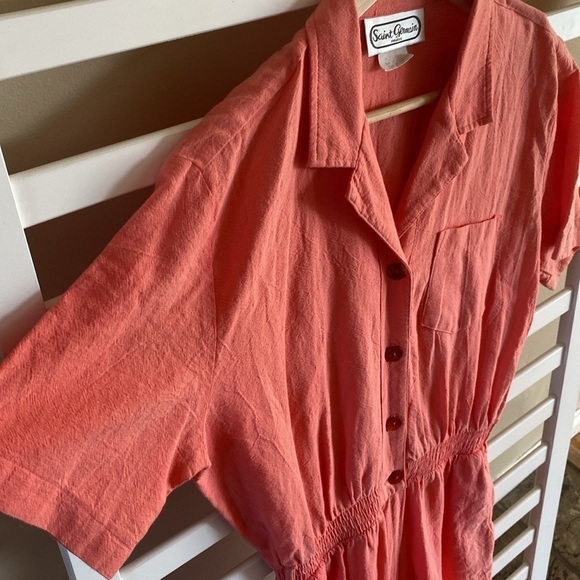 Saint Germain Short Sleeve 100% Cotton Vintage Utility Jumpsuit Size Medium - Picture 5 of 12